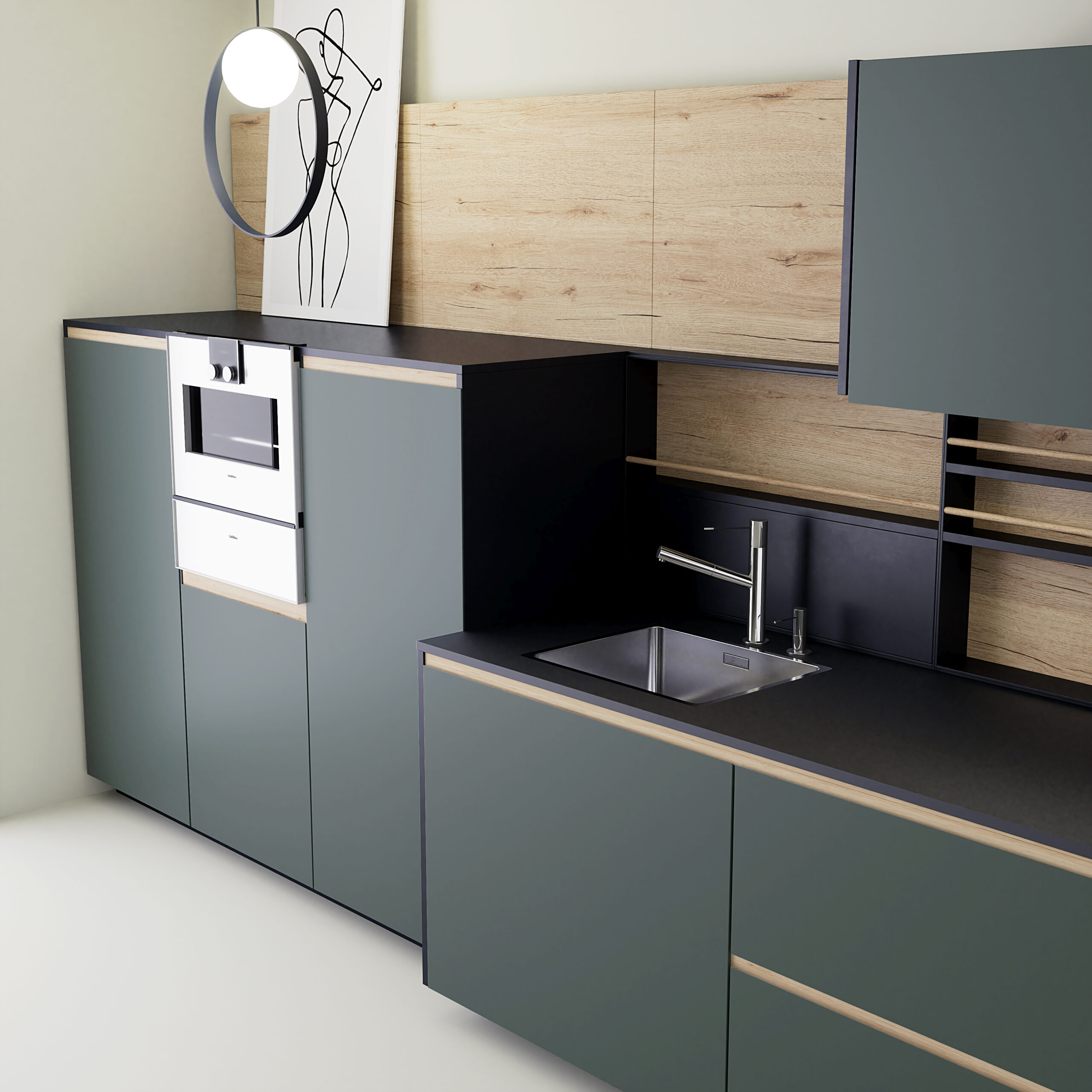 Gama Onlac. Lacadas. Cocina moderna con muebles de madera